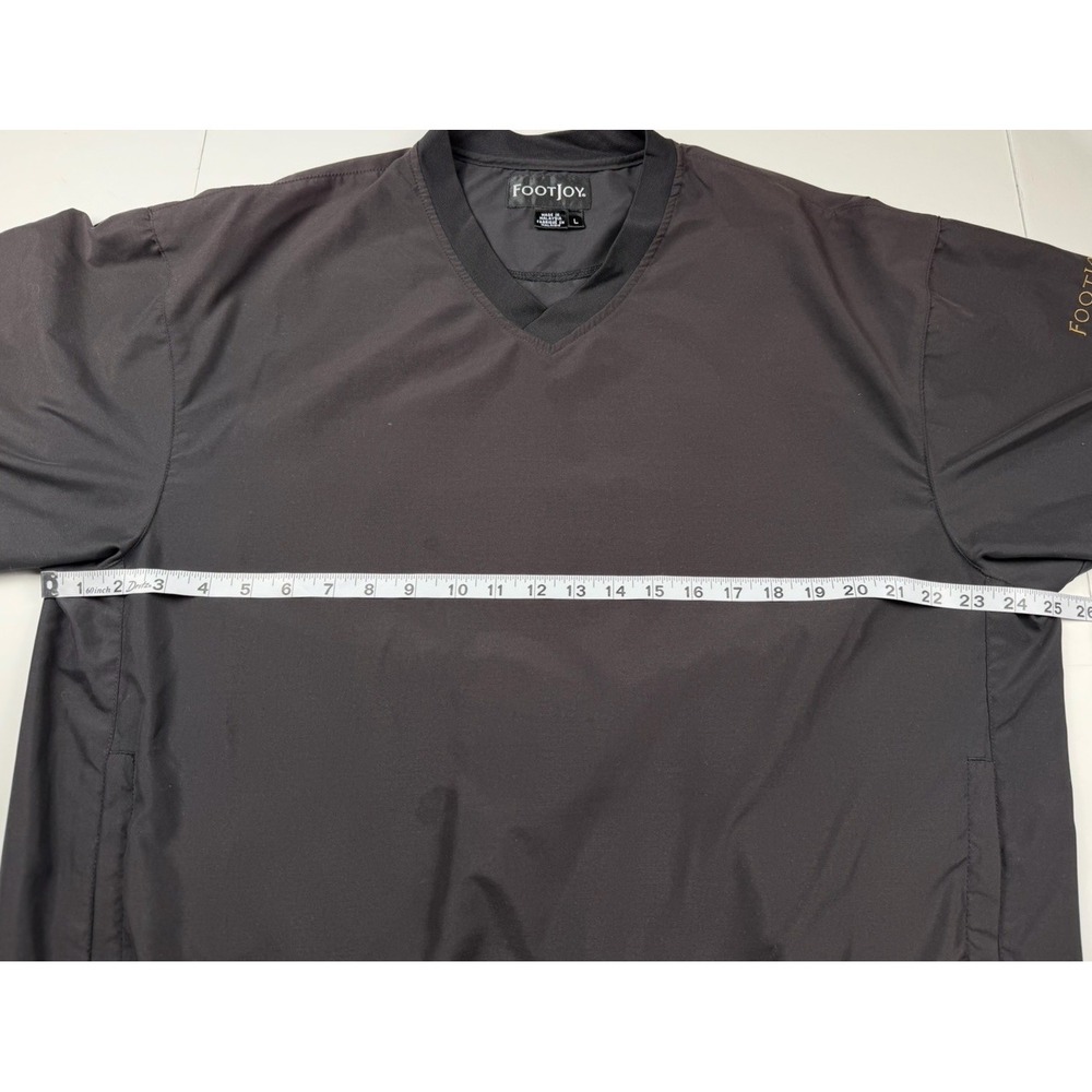Vintage FJ Footjoy Golf Rain Wind Shirt V Neck Jacket Mens Sz L Black Pockets - Picture 10 of 12